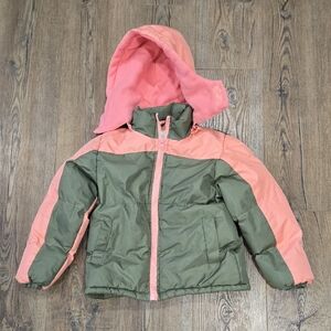 Operation Warm | Olive Green And Pink Girls Coat Size 5/6